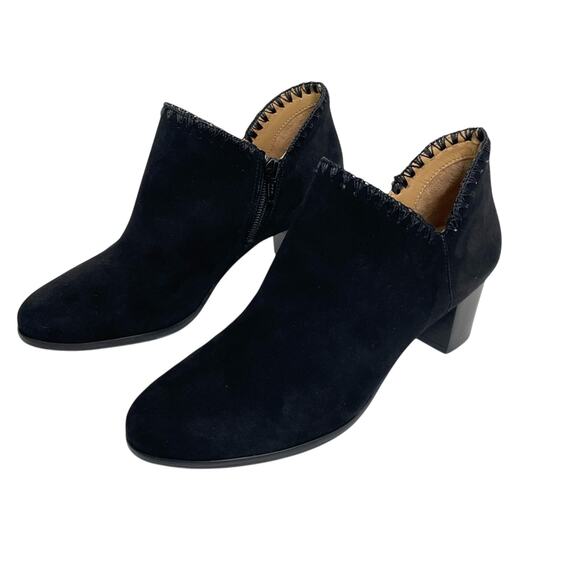Jack Rogers Women’s Size 7 Black Marlow Suede Stacked Block Heel Ankle Bootie - Picture 1 of 10